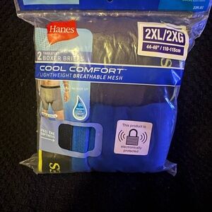 Hanes Men's Black and Blue Boxer Briefs - 2 Pack